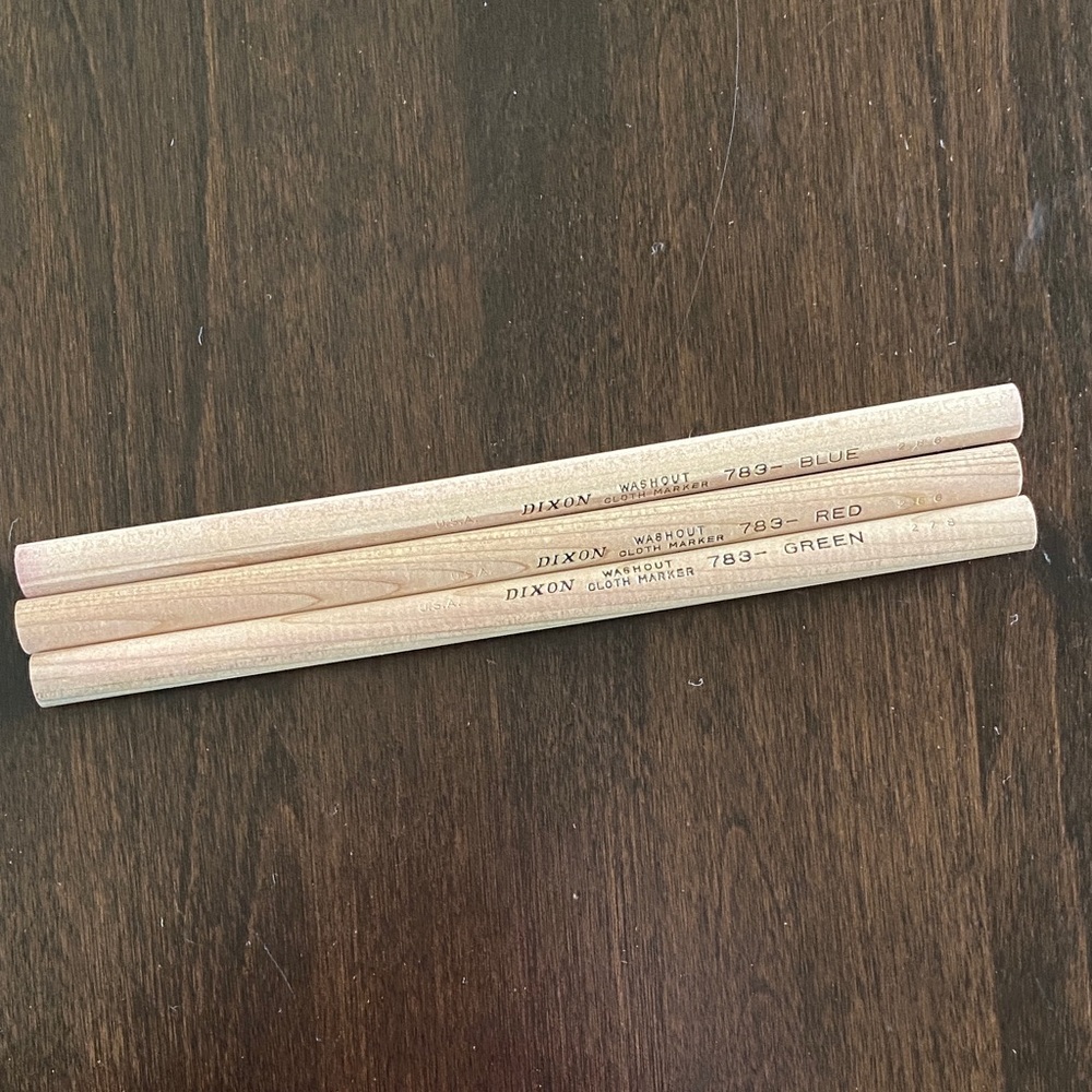 Bundle of 3 Dixon Washout Cloth Markers for Sewing and Crafts